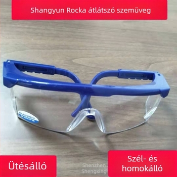 Por- és szélvédő védőszemüveg átlátszó lencsékkel, ütésálló