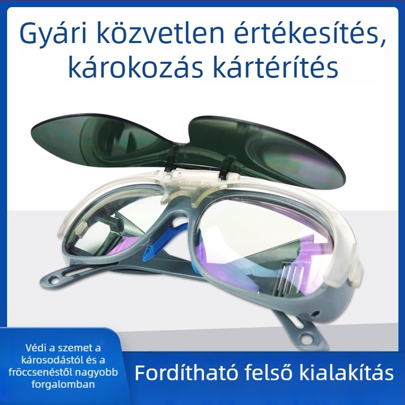 Hegesztő szemüveg, műanyag keret, levehető keret, 1,5 mm vastag lencse, anti‑reflektív és ütésálló
