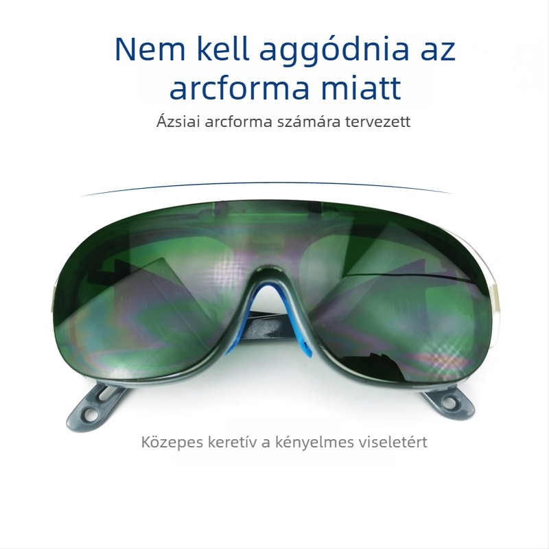 Hegesztő szemüveg, műanyag keret, levehető keret, 1,5 mm vastag lencse, anti‑reflektív és ütésálló