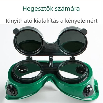 Szemüveg hegesztéshez, fejre illeszthető, fröccsenés elleni védelem, puha ragasztókeret, átlátszó lencsék, ütésálló