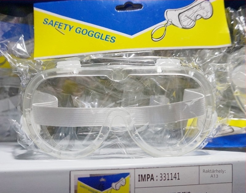 Védő szemüveg anti-foggal, rozsdamentes és szélálló tulajdonságokkal, modell 331141/331142, ütésálló szemvédelem