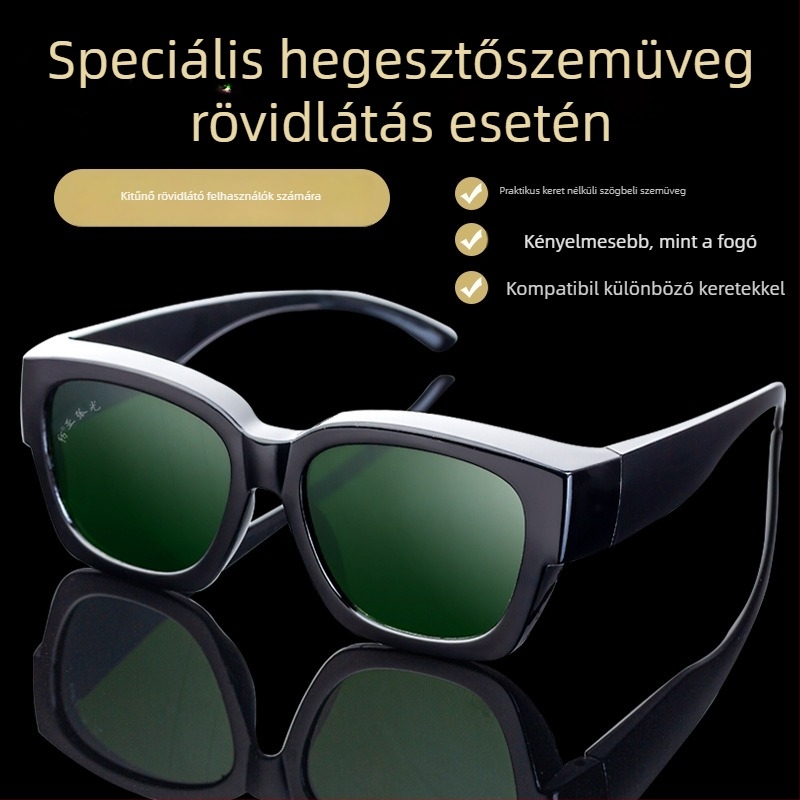 Hegesztő védő szemüveg anti-reflexiós felülettel, fröccsenés elleni védelemmel, állítható keret, edzett HD üveg