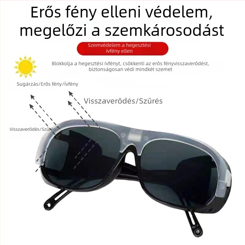 Szellemarcú hegesztővédő szemüveg, védő szemüveg, porálló, ütésálló, barna/fekete/szürke/fehér lencsékkel