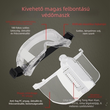 Split maszk szemüveg – páramentes, levehető kerettel, ütésálló, kettős használat, PC lencse és keret