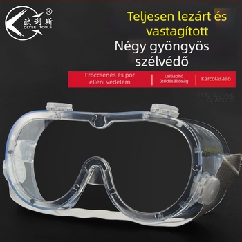 Four-Bead védőszemüveg – páramentesítés, porvédelmi, állítható/elasztikus pánt, lencse 2.0 mm, fényáteresztés 99%, keret poliﬁfibra