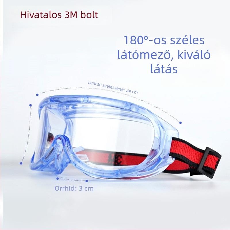 3M védőszemüveg munka közben – fröccsenés elleni védelem, porálló, szélálló, páramentes, uniszex, széles látómező, modell 1623AF
