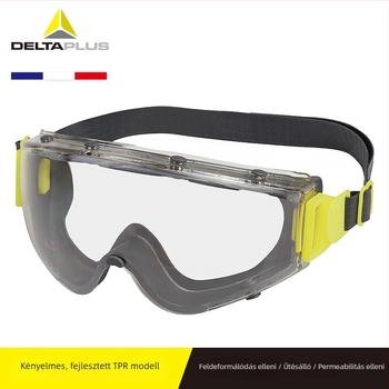 Delta 101104 védőszemüveg, polikarbonát lencsékkel, ütésálló, por- és karcolásálló, páramentes, széles látómező