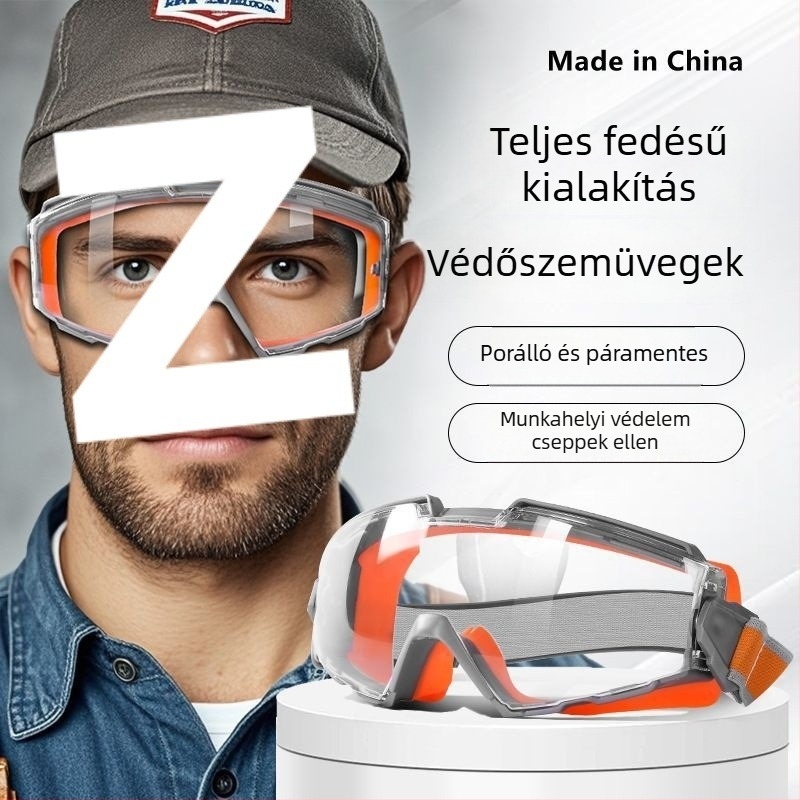 Robbanásbiztos védőszemüveg, fröccsenés és por elleni védelem, építkezésekhez, erdőgazdaságban és hegymászáshoz