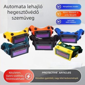 Hegesztővédő szemüveg automatikus sötétítéssel, PVC+ABS, UV-védelem, ütésálló.