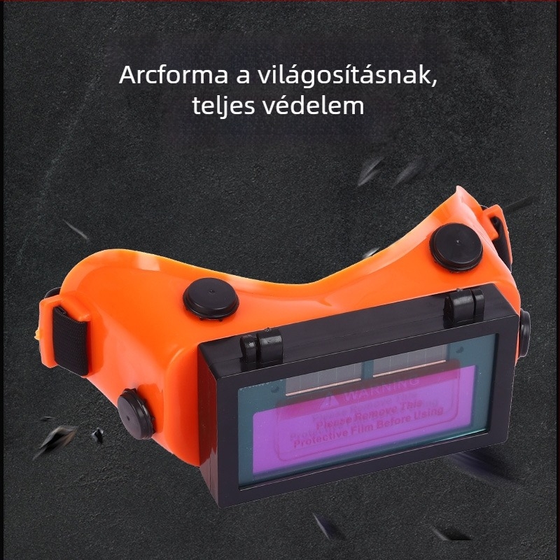 Hegesztővédő szemüveg automatikus sötétítéssel, PVC+ABS, UV-védelem, ütésálló.