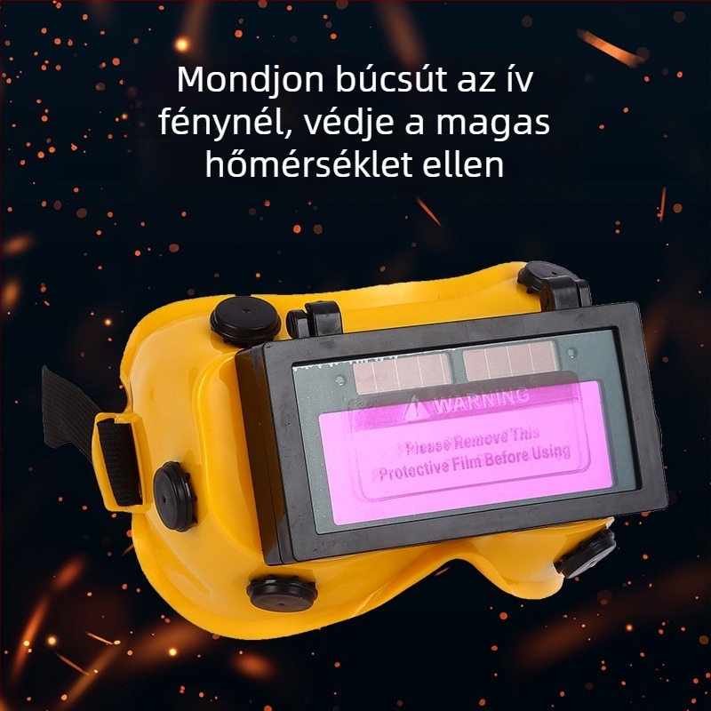 Hegesztővédő szemüveg automatikus sötétítéssel, PVC+ABS, UV-védelem, ütésálló.