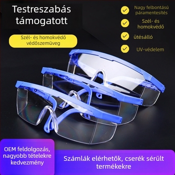 Porvédő védőszemüveg PC lencsékkel, állítható keret, ütésálló, páramentes