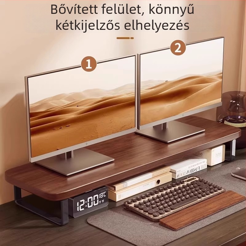 Asztali rendezőállvány monitorhoz és laptophoz - állítható magasság (Model Yafan Home; Kompatibil minden számítógéppel; Asztali stílus)