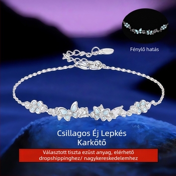 999 ezüstből készült Pillangó és Virág motívumos karkötő nőknek, könnyed luxus, tündér-stílus, virág- és állatmotívumok, elektroplatált felület