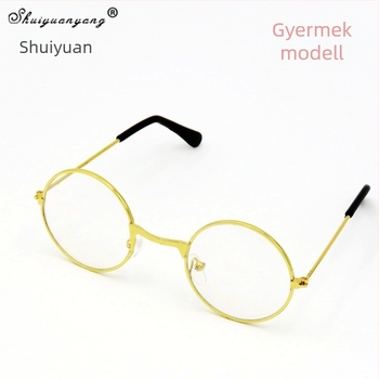 Gyerekek kör alakú szemüvegei, kis méret, retro dekoratív szemüveg UV400 védelem