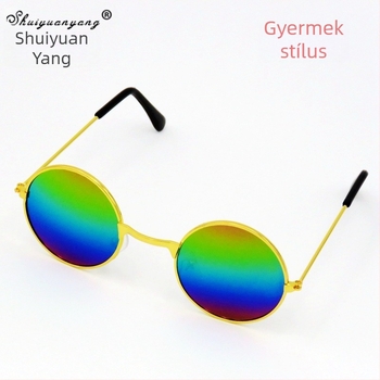 Gyerekek kör alakú szemüvegei, kis méret, retro dekoratív szemüveg UV400 védelem