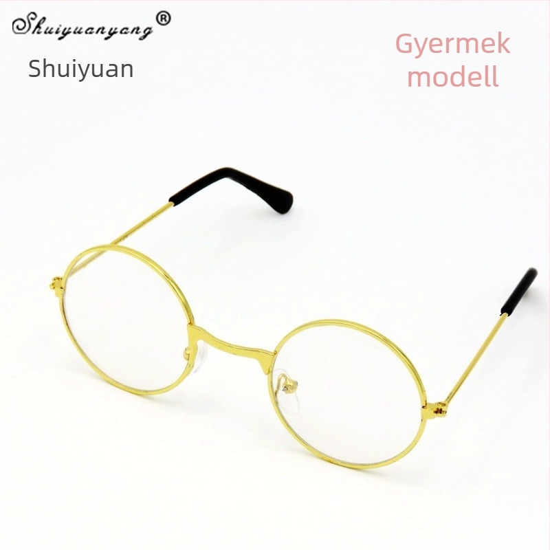 Gyerekek kör alakú szemüvegei, kis méret, retro dekoratív szemüveg UV400 védelem