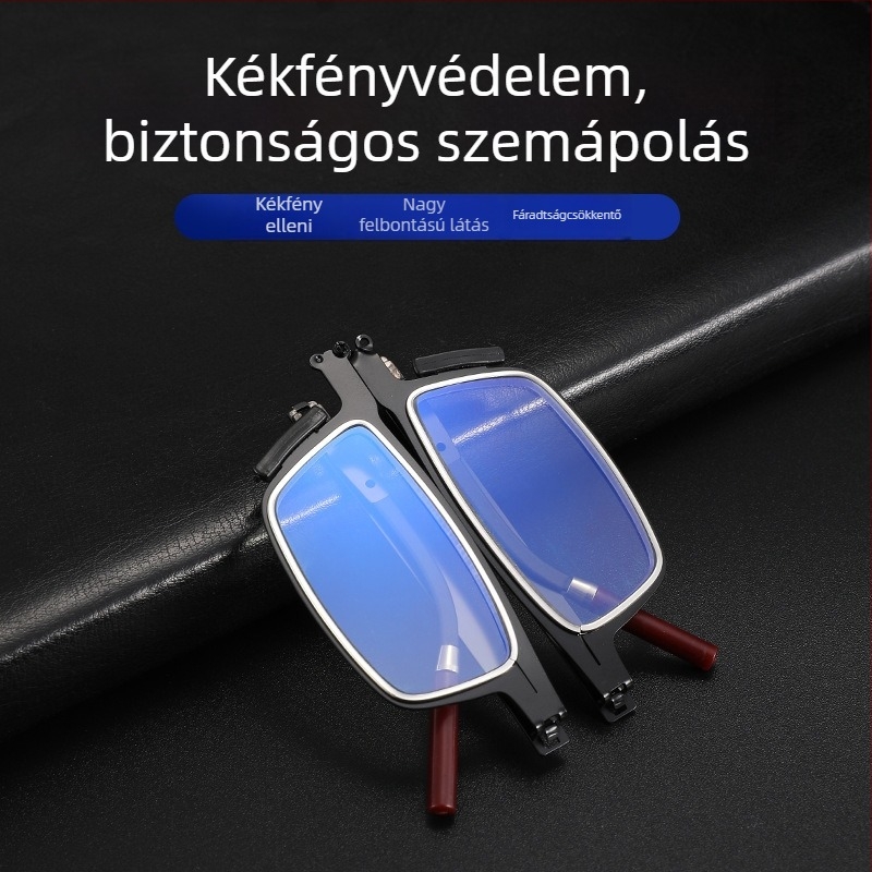 Berson olvasószemüveg, lencsék gyantából, kékfény elleni, összecsukható, fém keret