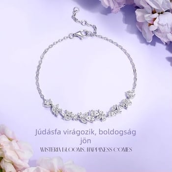 Női karkötő a Wisteria Flower sorozatból - Bai Jinrui, réz, gyémántbevont
