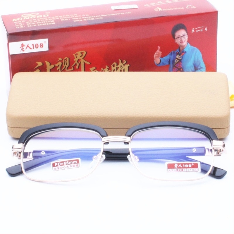 Olvasószemüveg - teljes keret, fém-plasztik keret, retro stílus, közelre látás támogatása időseknek