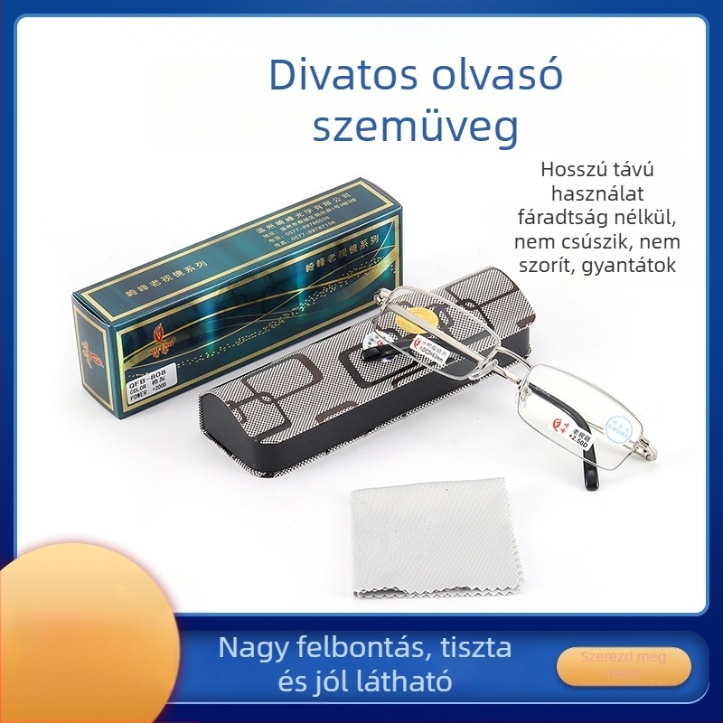 Olvasószemüveg fém félkeretes kerettel, lencsék műgyantából és kékfény elleni védelemmel — Sasaki Peak