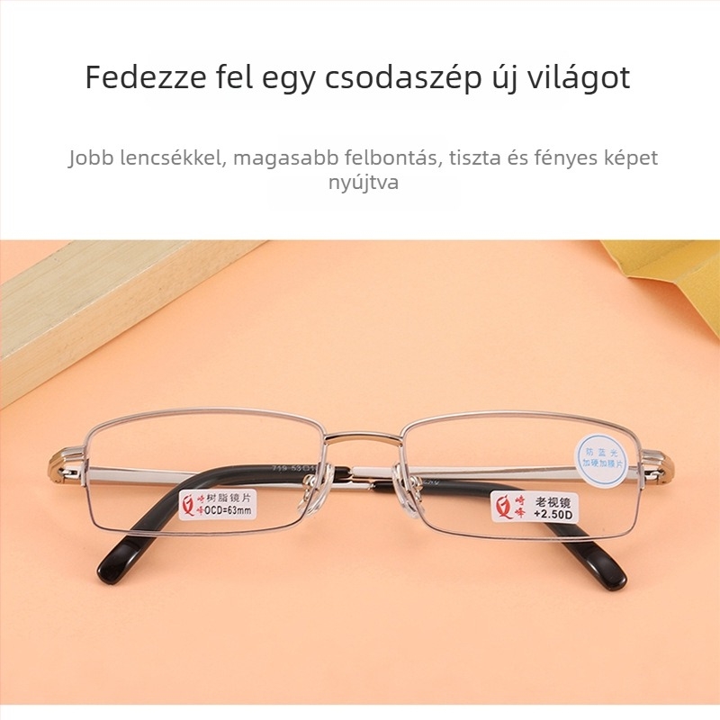 Olvasószemüveg fém félkeretes kerettel, lencsék műgyantából és kékfény elleni védelemmel — Sasaki Peak
