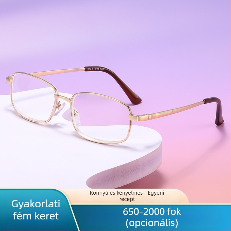 Olvasószemüveg, fém teljes keret, lencsék műgyantából, 650–2000D, felnőtteknek