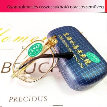 HD hordozható összecsukható presbyopia olvasó szemüveg, műgyantás lencsék, fém keret, modellek 217 és 220