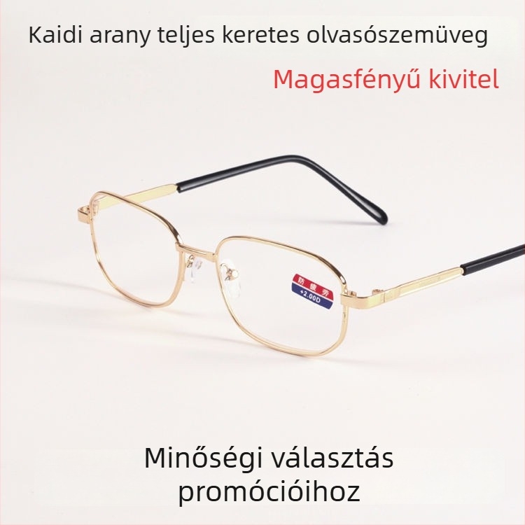 Kaidi olvasószemüveg aszferikus műgyanta lencsékkel, keményített lencsék, négyszögletes keret