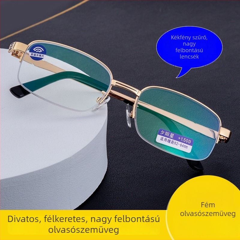 Sunset Star presbiopikus szemüveg, uniszex, divatos anti-kék fény, félkeret, HD PC lencsék