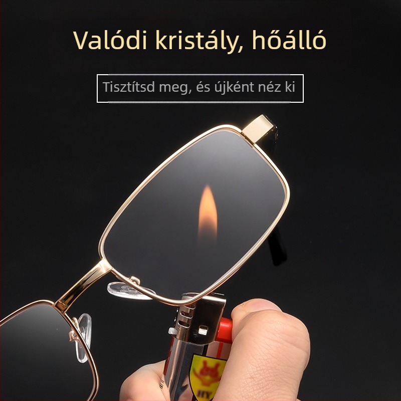 Olvasó szemüveg rozsdamentes acél kerettel, teljes keret, aszférikus lencsék, modell 6083 kristály, felnőtteknek