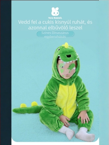 Flanel babaruha overál kapucnival, hosszú ujjú, cipzáras zárás