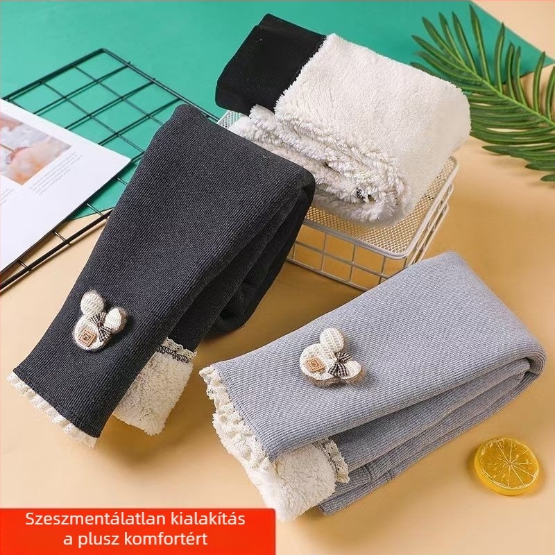 Lányok téli nadrágjai fleece-béléssel, vastag kivitel, pamut 50–70% (0–1 éveseknek)
