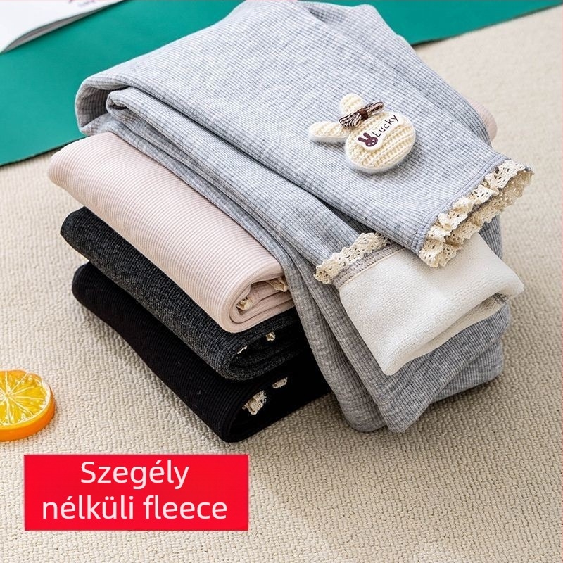 Gyerekek téli fleece-bevonat nadrág, 80% pamut, hosszú fazon, 3–8 éveseknek