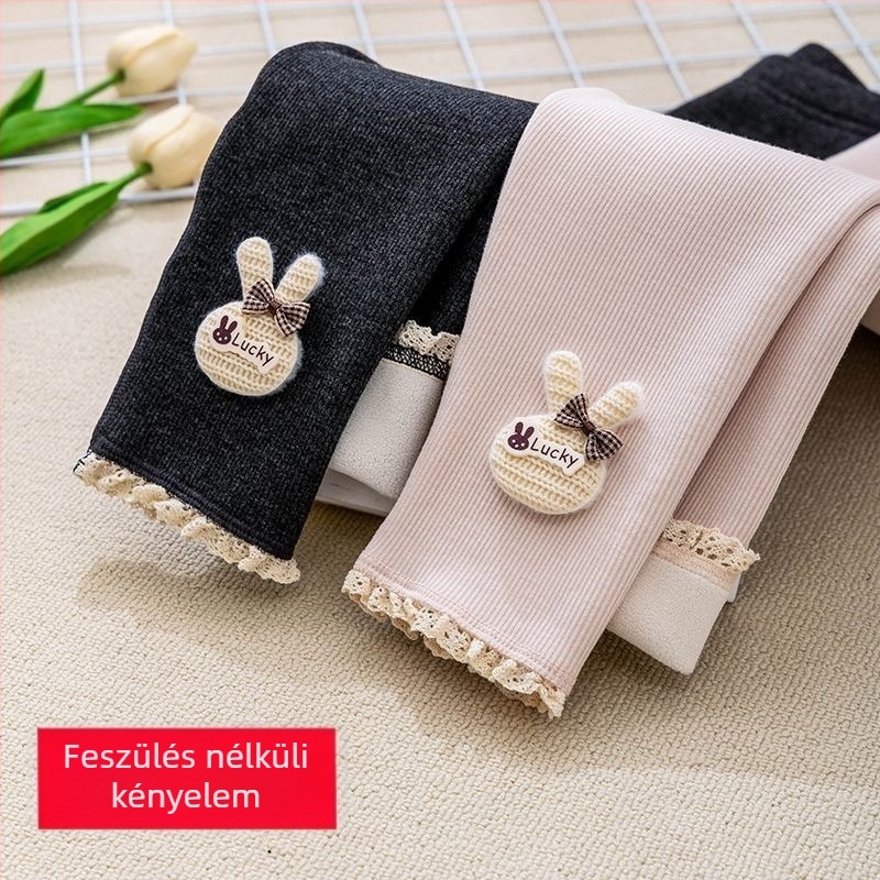 Gyerekek téli fleece-bevonat nadrág, 80% pamut, hosszú fazon, 3–8 éveseknek