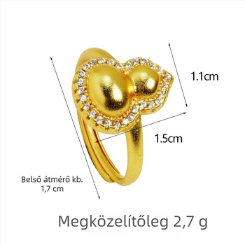 Állítható rézötvözet gyűrű elektroplatinált bevonattal, vintage művészi ékszer nőknek, tök motívummal és gyémánt díszítéssel