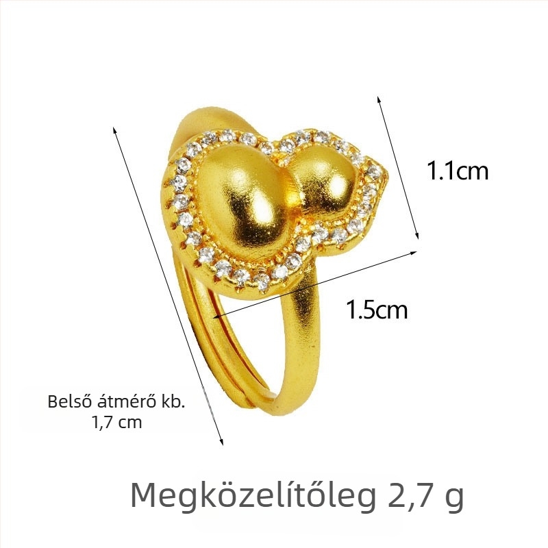 Állítható rézötvözet gyűrű elektroplatinált bevonattal, vintage művészi ékszer nőknek, tök motívummal és gyémánt díszítéssel