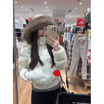 Levehető kapucnis pamutdzseki, 2025 tél, laza szabás, rövid fazon, vastag poliészter-pamut tömés