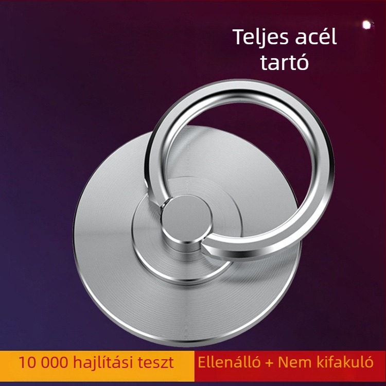 Telefonhoz tartozó gyűrűtartó — asztali, forgatható és összecsukható; anyag: 304 rozsdamentes acél; tömeg: 20 g; felület: CD-mintázatú alap