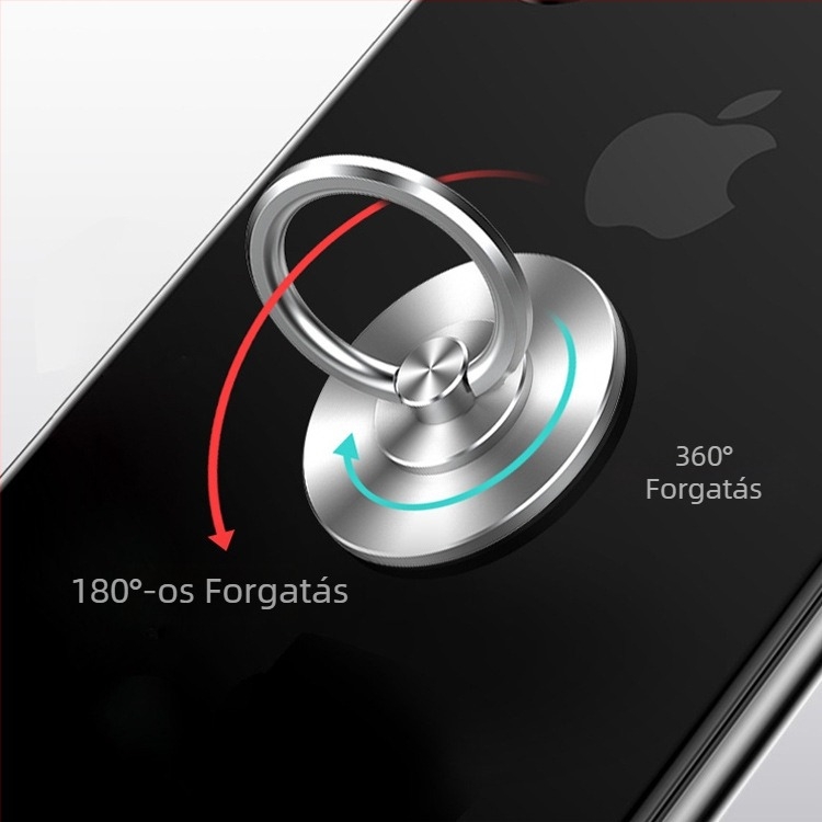 Telefonhoz tartozó gyűrűtartó — asztali, forgatható és összecsukható; anyag: 304 rozsdamentes acél; tömeg: 20 g; felület: CD-mintázatú alap