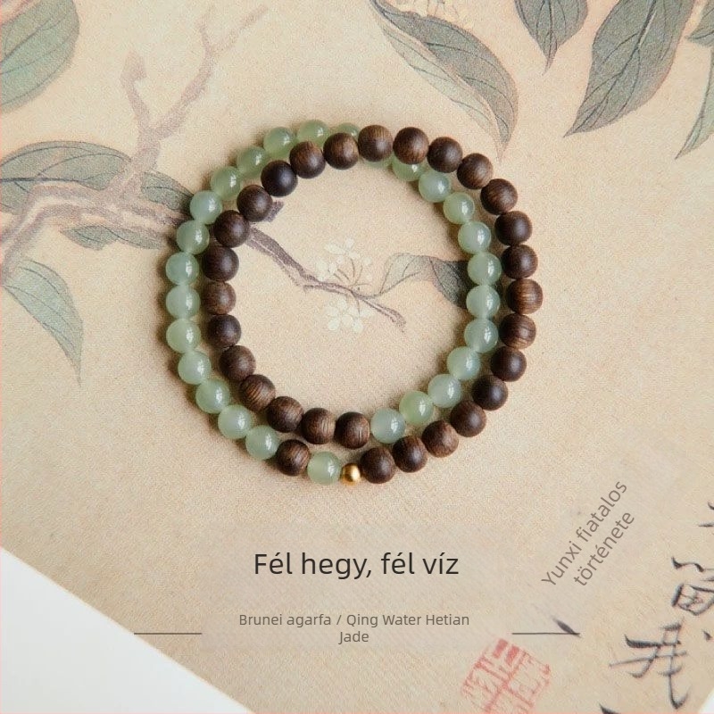 Agarwood karkötő, retro stílus, geometriai forma, kézzel készített, 2025 tavasza