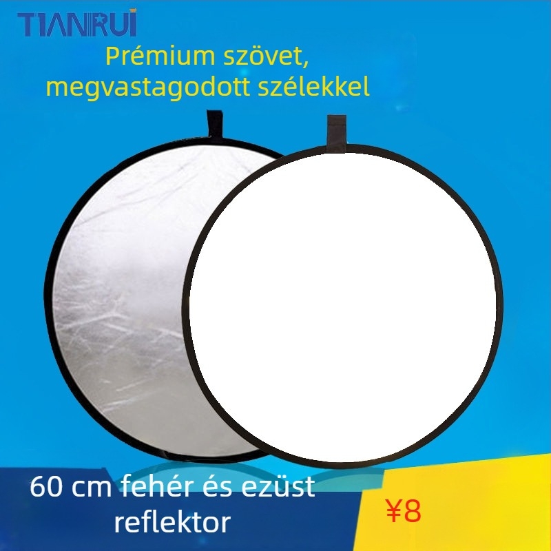 Öt az egyben kétoldalas reflektor, összecsukható és hordozható professzionális fotózáshoz, kör alakú, fényvisszaverő anyag.