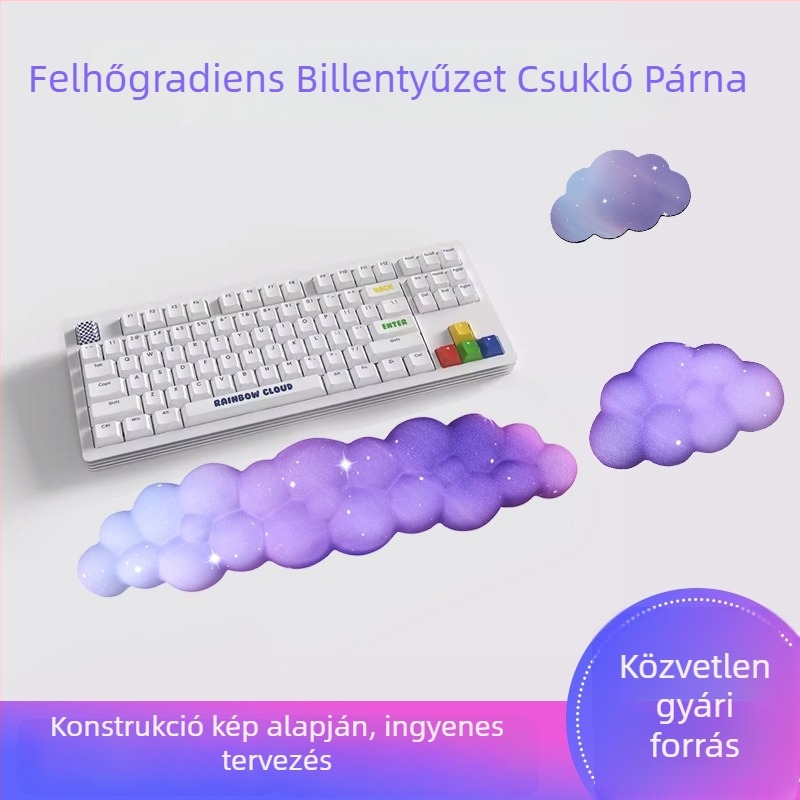Irodai csuklótámasz, szilikon, vízálló, felhő ihletésű dizájn, 330 g