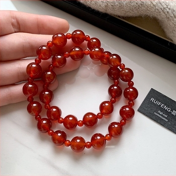 Agát gyöngyös karkötő, két rétegű kivitel, Ruibao, nőknek, geometriai dizájn