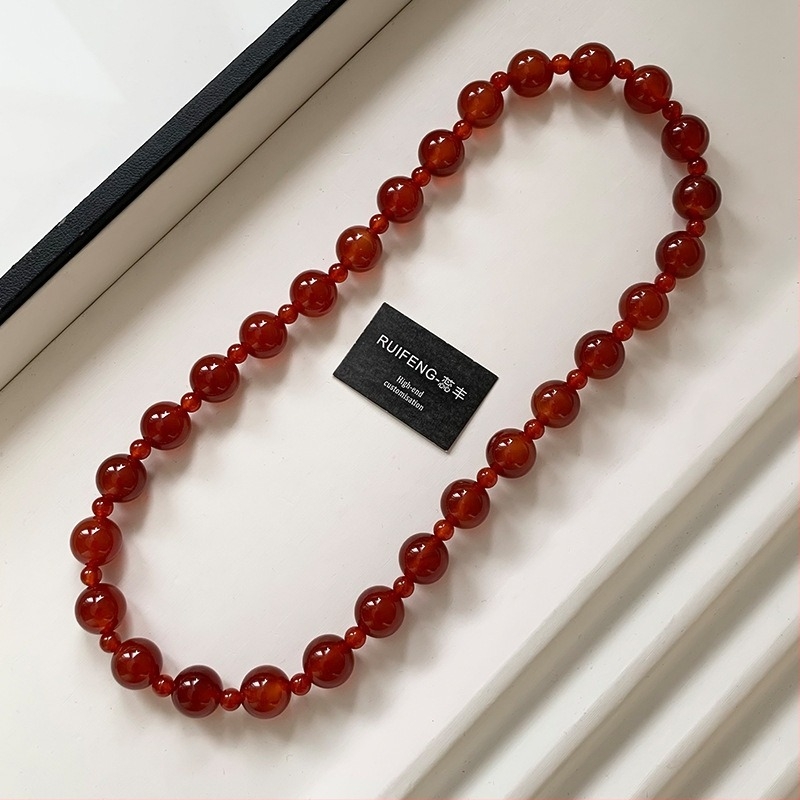 Agát gyöngyös karkötő, két rétegű kivitel, Ruibao, nőknek, geometriai dizájn