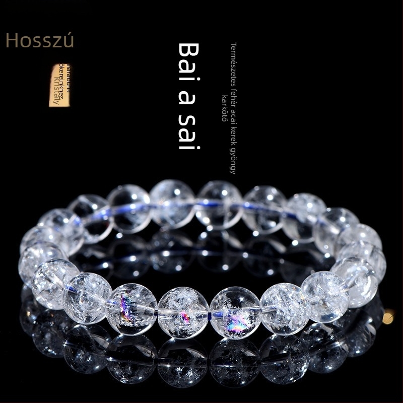 Joya Crystal természetes szivárvány fehér kristály gömbölyű gyöngyökből készült karkötő