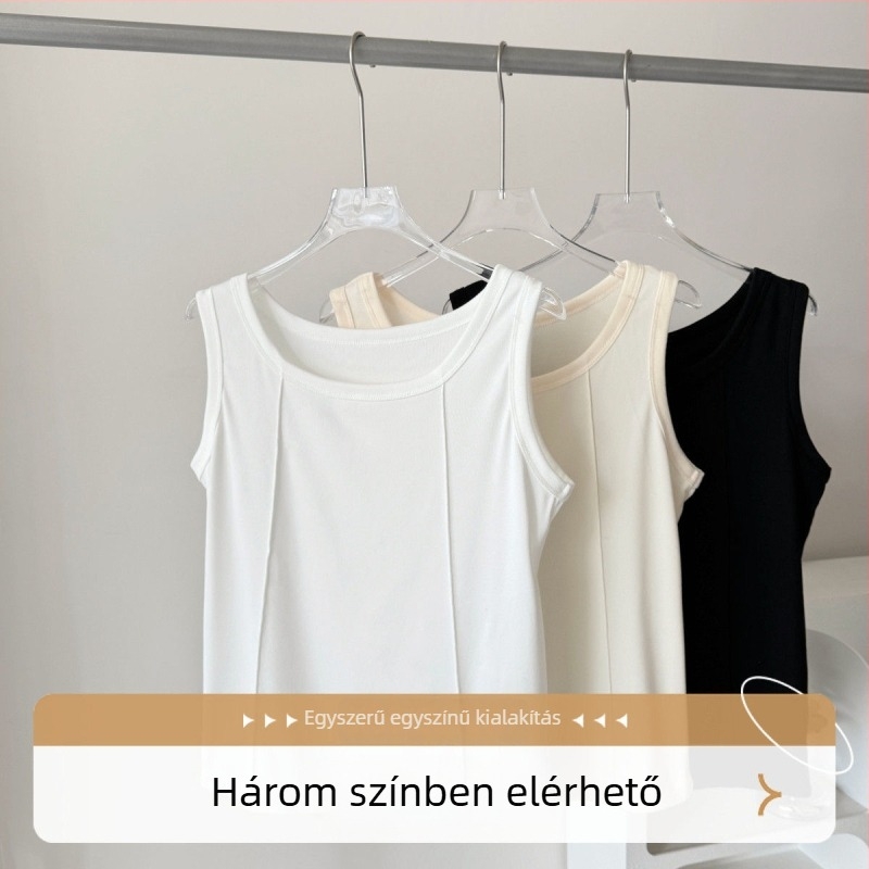 Halcsont vállú kamisola, laza szabású, felnőtt nők, poliészter-spandex keverék, mikro-elasztikus, dupla vállpántok, japán-koreai lazább stílus, tavasz 2025