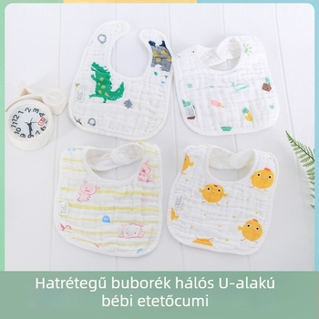 U alakú seersucker hatrétegű bababib, több mint 95% pamut, izzadság felszívódása, 0–3 évesek számára