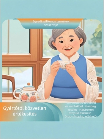 Gyerekeknek készült szilikonból készült vízálló etető-nyakvédő - Uniszex, Foltálló, Egyszínű mintázat