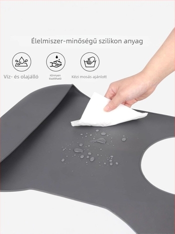 Gyerekeknek készült szilikonból készült vízálló etető-nyakvédő - Uniszex, Foltálló, Egyszínű mintázat